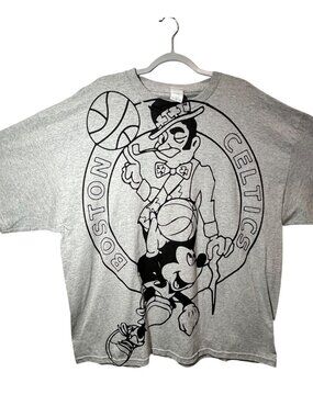 Alstyle Mens 3XL Gray Boston Celtics Graphic T-Shirt